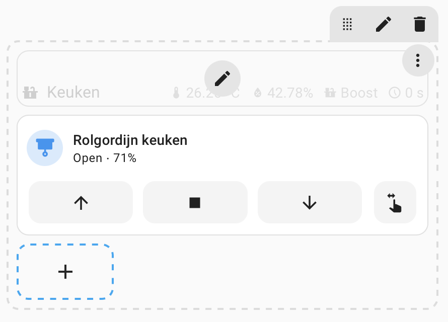Potlood icoon wanneer je met de muis over de sectie header staat