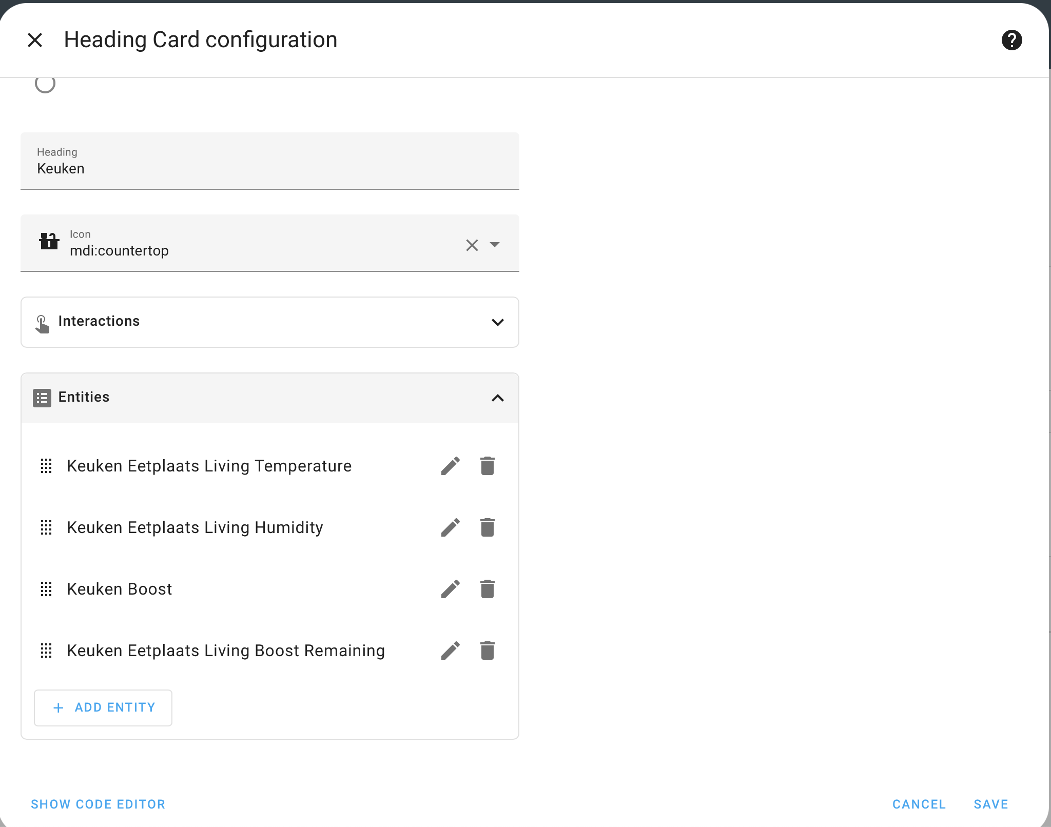 Het algmeen editeer scherm dat opent als een popup